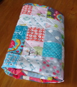 Modern Handmade Patchwork baby quilt.